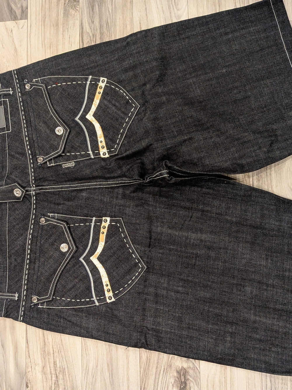 Parish Nation Men’s Black Raw Denim Jean Shorts Classic New Old Stock 42 - Picture 4 of 6